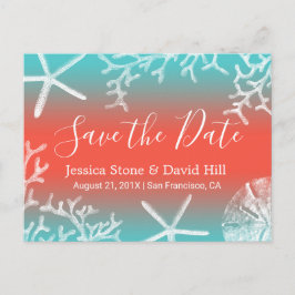 Beach Wedding Coral Reef Starfish Save the Date Ankündigungspostkarte