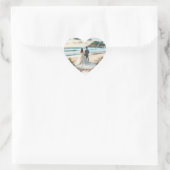 Beach Wedding Couple Herz-Aufkleber (Tasche)
