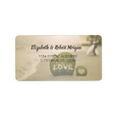Beach Wedding Couple, Liebe Wedding Label Adressaufkleber (Vorne)