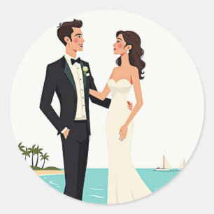 Beach Wedding Couple Sticker