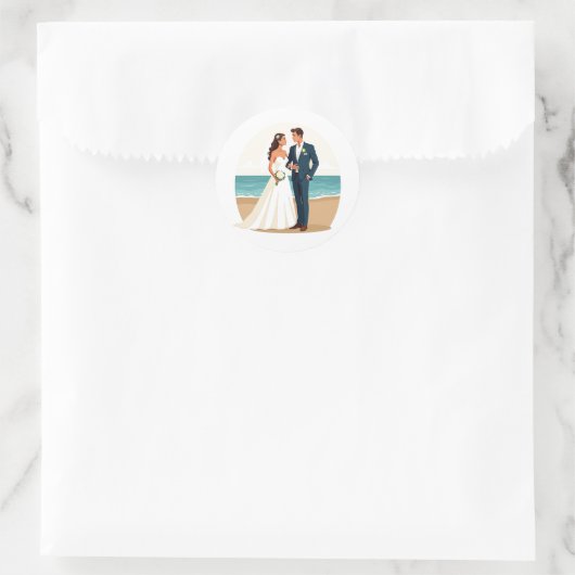 Beach Wedding Couple Sticker (Tasche)
