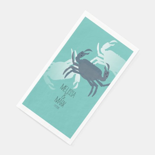 Beach Wedding Crab Paare Name Serviette (Ecke)