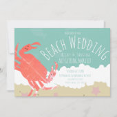 Beach Wedding Crab Sand Ocean Waves Einladung (Vorderseite)