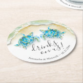 Beach Wedding Custom Drink Coasters Sea Turtles Runder Pappuntersetzer (Angewinkelt)