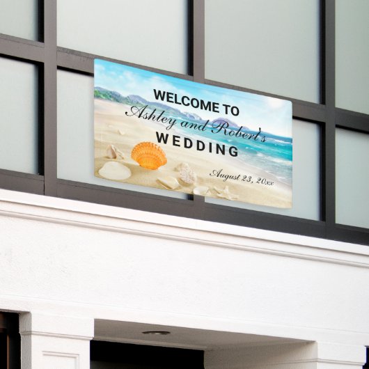 Beach Wedding Custom Welcome Banner (Äußeres Gebäude)