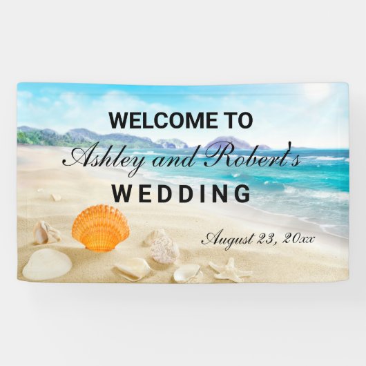 Beach Wedding Custom Welcome Banner (Horizontal)