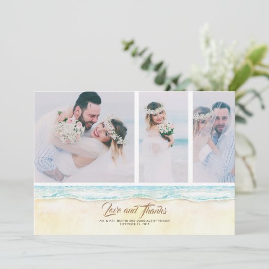 Beach Wedding Danke Foto (Stehend Vorderseite)