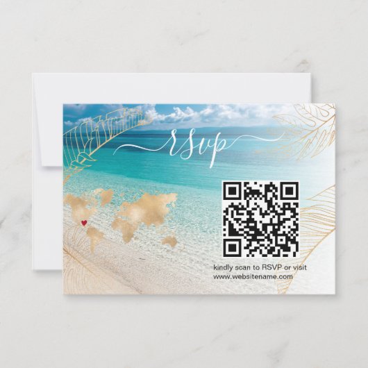 Beach Wedding Destination Passport Karte QR Code (Vorderseite)