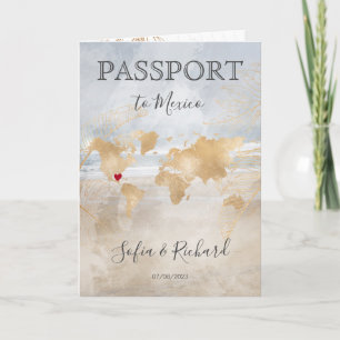Beach Wedding Destination Passport Weltkarte Einladung