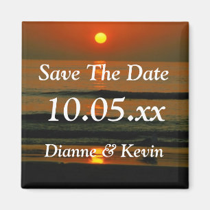Beach Wedding Destination Sunset Foto Rett Datum Magnet
