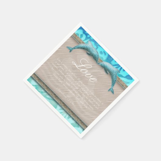 Beach Wedding Dolphin Luau Party Schöne Liebe Serviette (Ecke)
