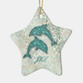 Beach Wedding Dolphin Ornament Vintag Damask (Links)