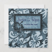 Beach Wedding Einladung Hibiskus Blue Denim (Rückseite)