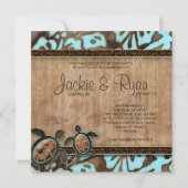 Beach Wedding Einladung Turtle Blue Brown (Vorderseite)