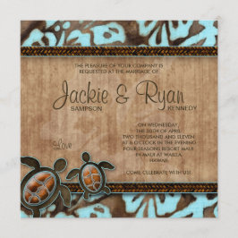 Beach Wedding Einladung Turtle Blue Brown