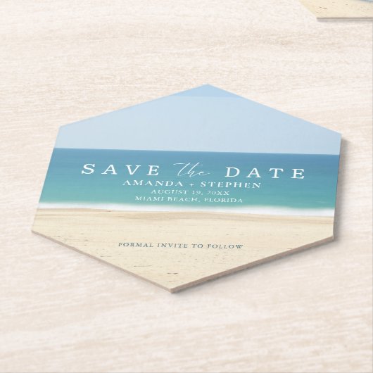 Beach Wedding Einzigartig Save the Date Untersetzer (angewinkelt)
