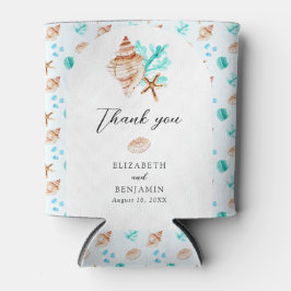 Beach Wedding Elegant Coastal Seashell Thank you  Dosenkühler