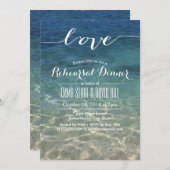 Beach Wedding Elegante Script Liebe Probe Dinner Einladung (Vorne/Hinten)