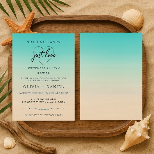 Beach Wedding Elopement Reception Watercolor Einladung