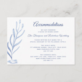 Beach Wedding Empfang Blau und Weiß Begleitkarte