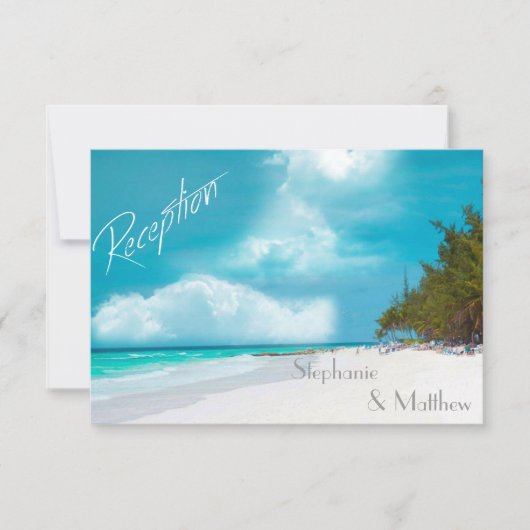 Beach Wedding Empfang Card Einladung (Vorderseite)