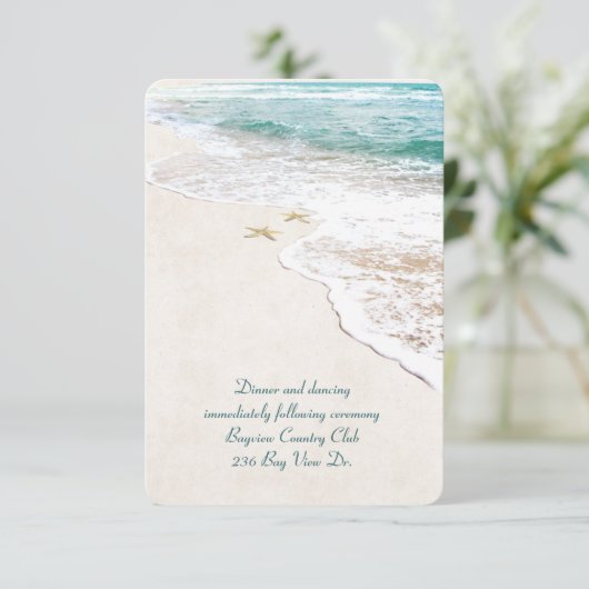 Beach Wedding Empfang Einladung (Stehend Vorderseite)