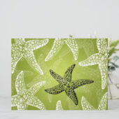 Beach Wedding Empfang Starfish Lime Green Einladung (Stehend Vorderseite)