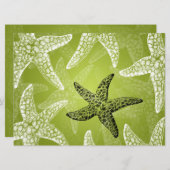 Beach Wedding Empfang Starfish Lime Green Einladung (Vorne/Hinten)