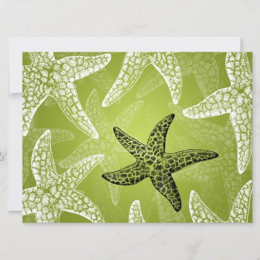 Beach Wedding Empfang Starfish Lime Green Einladung (Vorderseite)