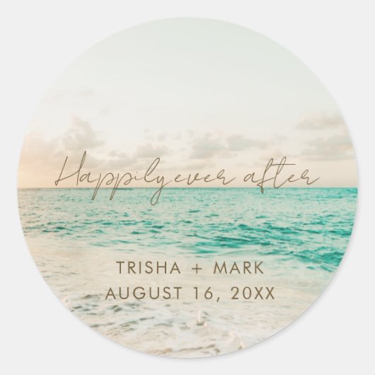 Beach Wedding Favor Stickers (Vorderseite)