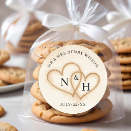 Beach Wedding Favor Stickers mit Sandherzen