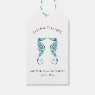 Beach Wedding Favor Tags Wassercolor Seepferd Geschenkanhänger