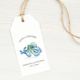 Beach Wedding Favor Tags Watercolor Octopus Geschenkanhänger