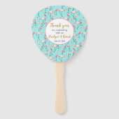 Beach Wedding Flamingo Pink Blue Vielen Dank für I Fächer (Vorderseite)