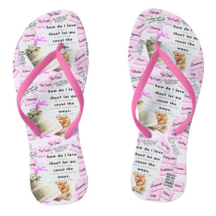 Beach Wedding Flip Flops Pink & White Badesandalen