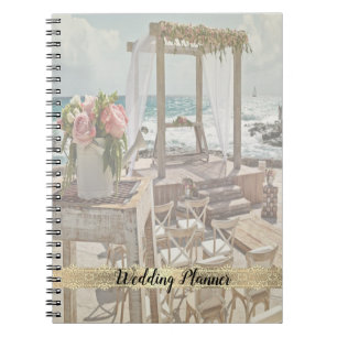 Beach Wedding Floral Retro Arbor, Lace Notizblock