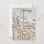 Beach Wedding Floral Retro Arch Empfang Einladung (Rückseite)