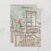 Beach Wedding Floral Retro Arch Empfang Einladung (Vorne/Hinten)