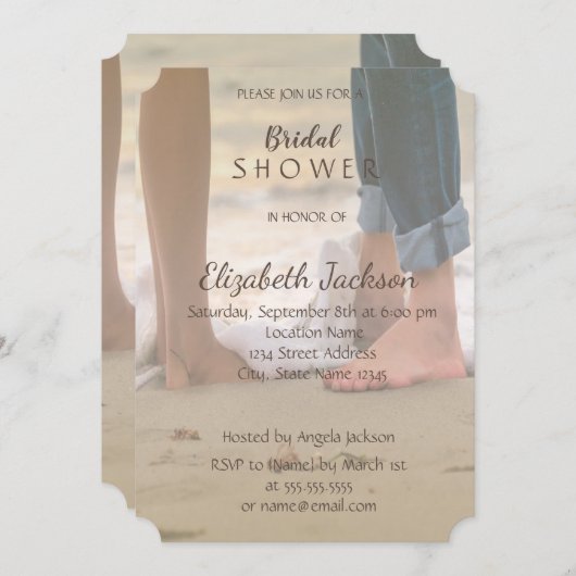 Beach Wedding, Foots Brautparty Einladung (Vorne/Hinten)