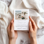 Beach Wedding Foto Danke Karte<br><div class="desc">Eine moderne Dankeschön-Karte für Hochzeiten am Strand, mit einem romantischen Pärchen-Foto und einer sauberen, minimalistischen Anordnung. Die Vorderseite zeigt Ihr Lieblingssportrait, das den entspannten, fröhlichen Geist eines Festes am Meer einfängt. Die Rückseite zeigt zwei zusätzliche Hochzeitsfeiern Fotos über einem herzlichen Dankeschön-Nachricht in eleganten Drehbuch-und Serif-Schriftartes. Die Botschaft spricht Freunden und...</div>