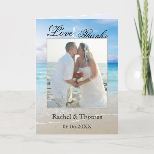 Beach Wedding Foto Danke Karte (Vorderseite)