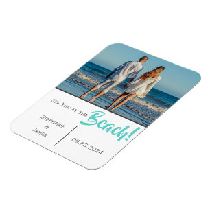 Beach Wedding Foto Script Save the Date Magnet