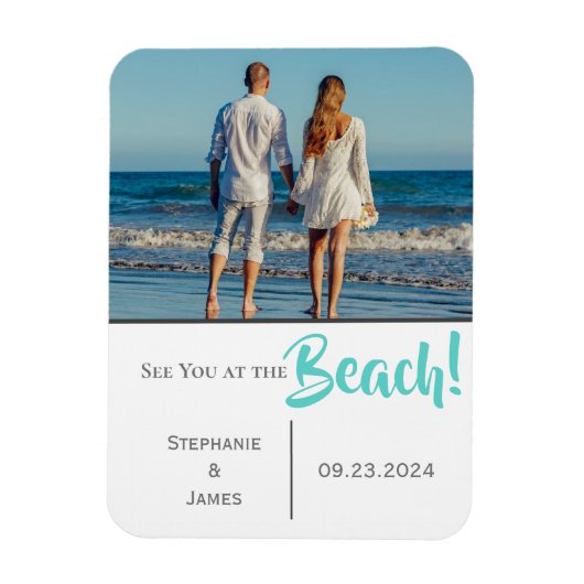 Beach Wedding Foto Script Save the Date Magnet (Vertikal)