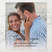 Beach Wedding Foto Vielen Dank Weinetikett (Einzelnes Label)