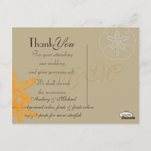 Beach Wedding Fotos Vielen Dank Postkarten (Rückseite)