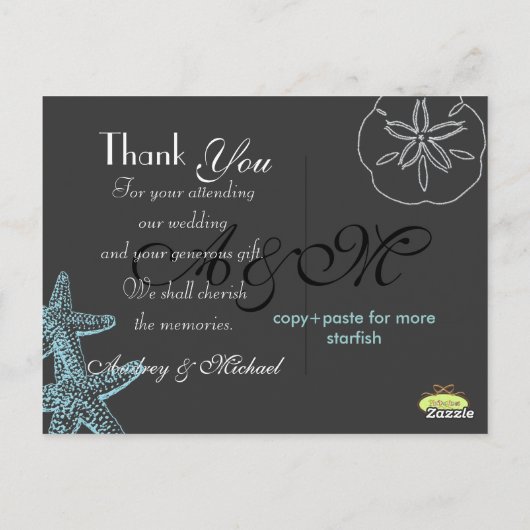 Beach Wedding Fotos Vielen Dank Postkarten (Rückseite)