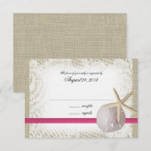 Beach Wedding Fuchsia Response Card RSVP Karte (Vorne/Hinten)