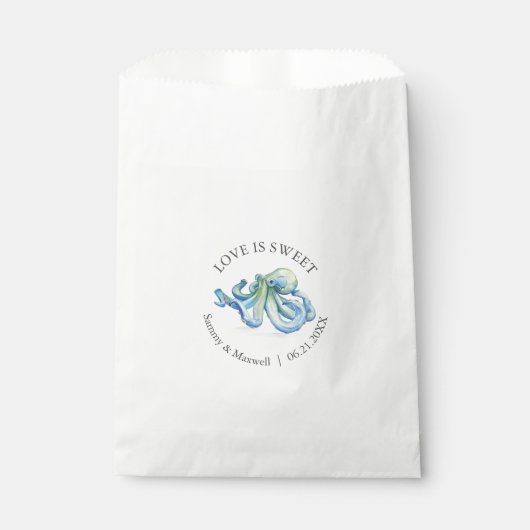 Beach Wedding Fvor Bags Wasserfarben Octopus Geschenktütchen (Vorderseite)