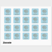 Beach Wedding Fvor Stickers: Braun Muschel auf Blu Quadratischer Aufkleber (Blatt)