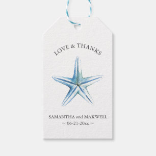 Beach Wedding Gefallen Tags Wasserfarbe Starfish Geschenkanhänger